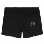 Girls Black Embellished Shorts, 2, hi-res