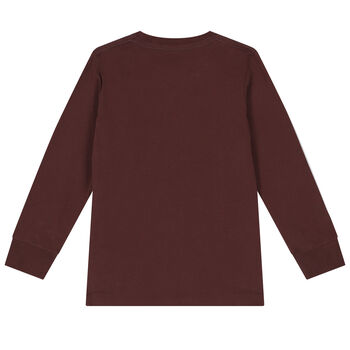 Boys Maroon Logo Long Sleeve Top