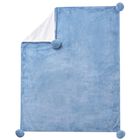 Baby Boys Blue Faux Fur & Pom-Pom Blanket, 3, hi-res