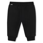 Younger Boys Black Logo Joggers, 1, hi-res