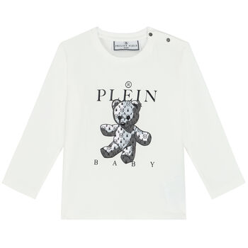 Baby Boys White Logo Long Sleeve Top