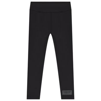 Girls Black Logo Softskin Leggings