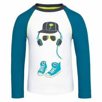 Boys White & Neon Board Rash Vest UPF 50+