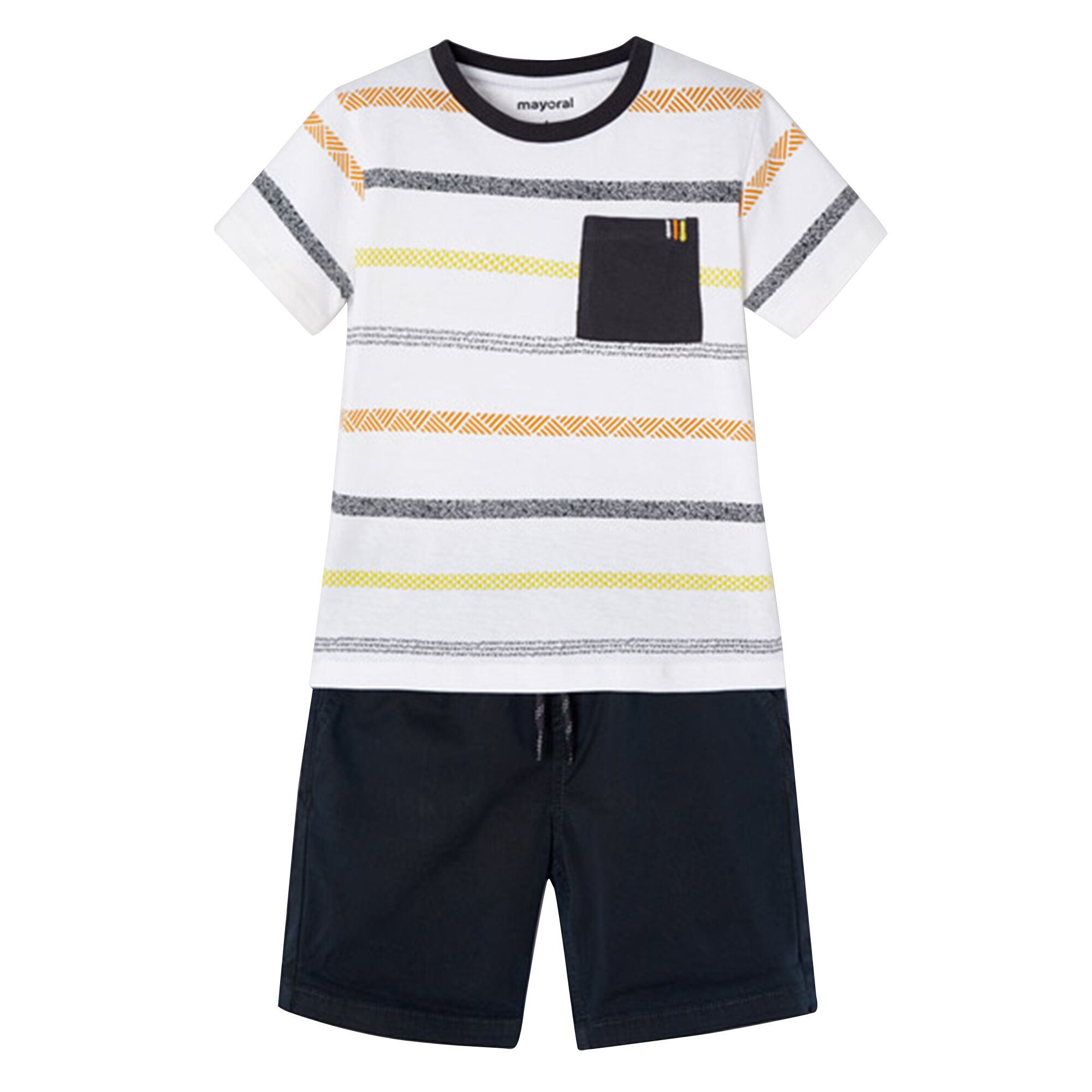 Mayoral Boys White Navy Striped Shorts Set Junior Couture Bahrain