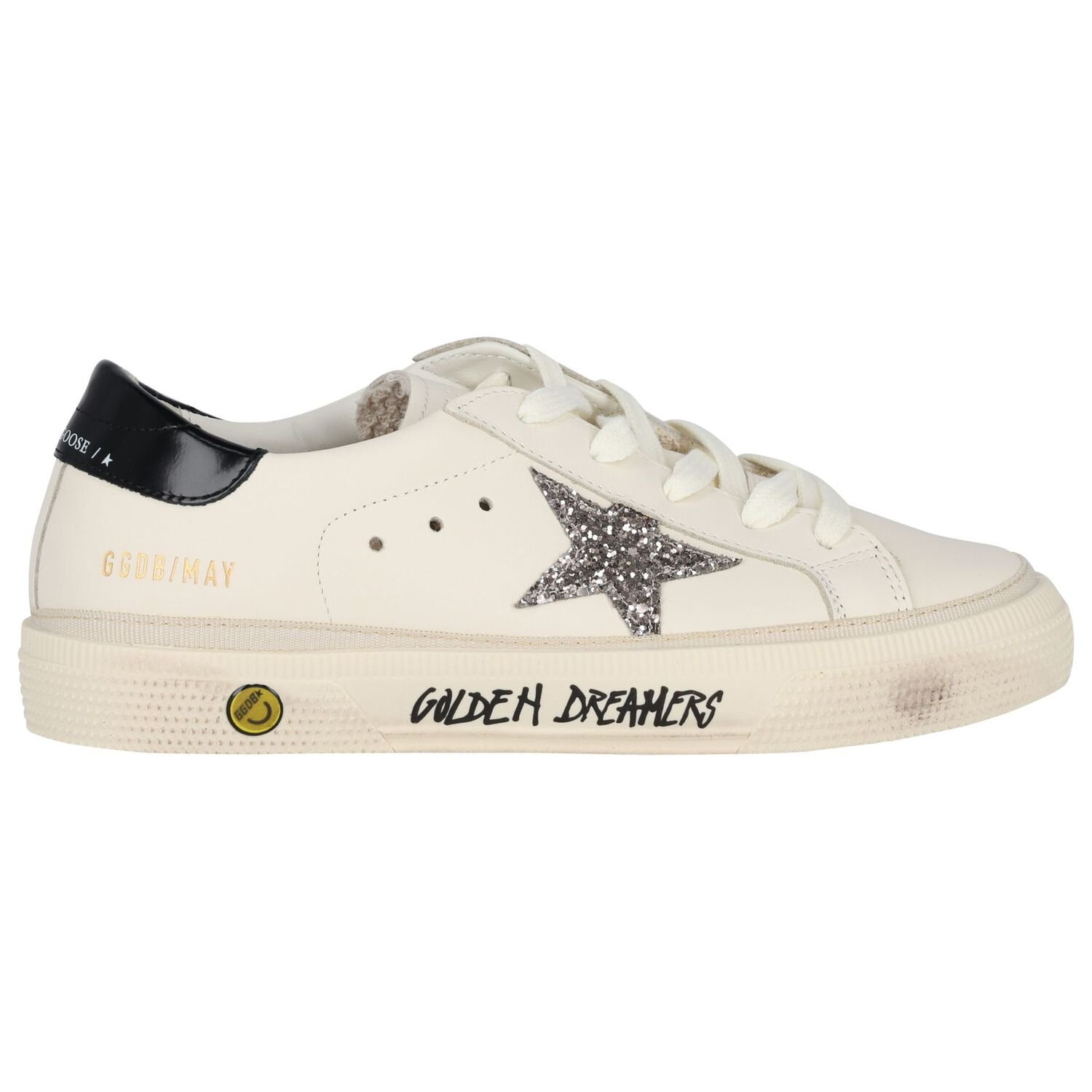 Girls Ivory & Silver Logo Trainers, 1, hi-res