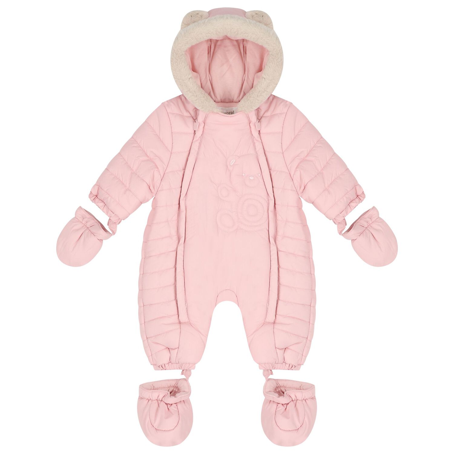 Baby Girls Pink Logo Teddy Bear Snowsuit, 2, hi-res image number null