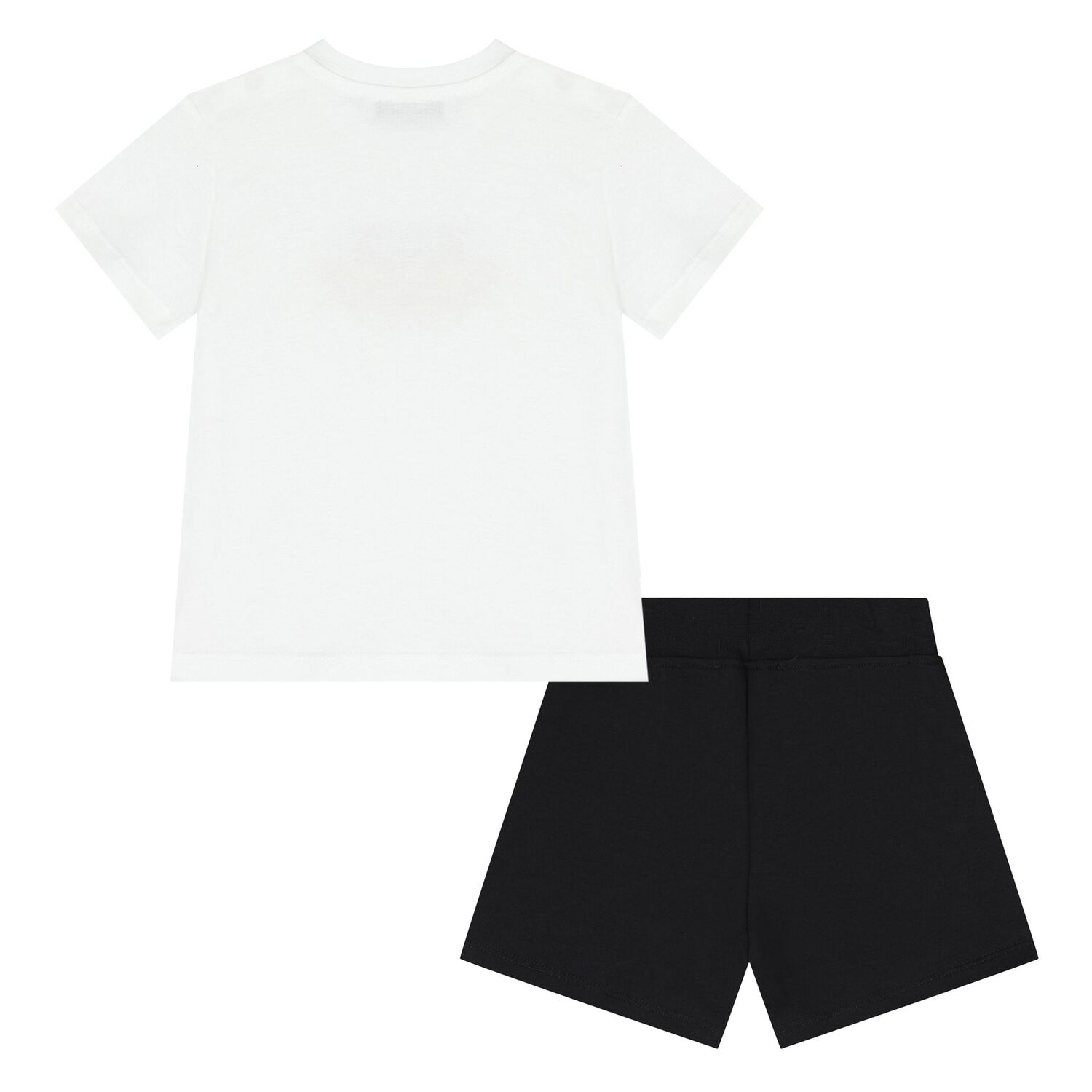 Younger Boys White & Black Logo Shorts Set, 1, hi-res
