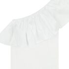 Girls White One Shoulder Top, 2, hi-res