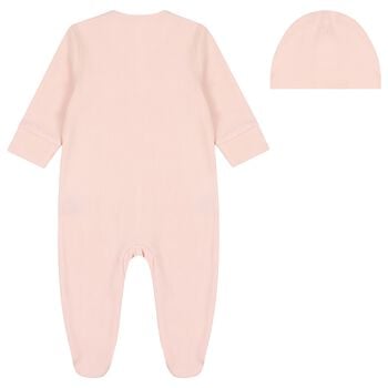 Baby Girls Pink Teddy Bear Logo Babygrow Gift Set