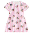 Girls White & Pink Striped Dress, 1, hi-res