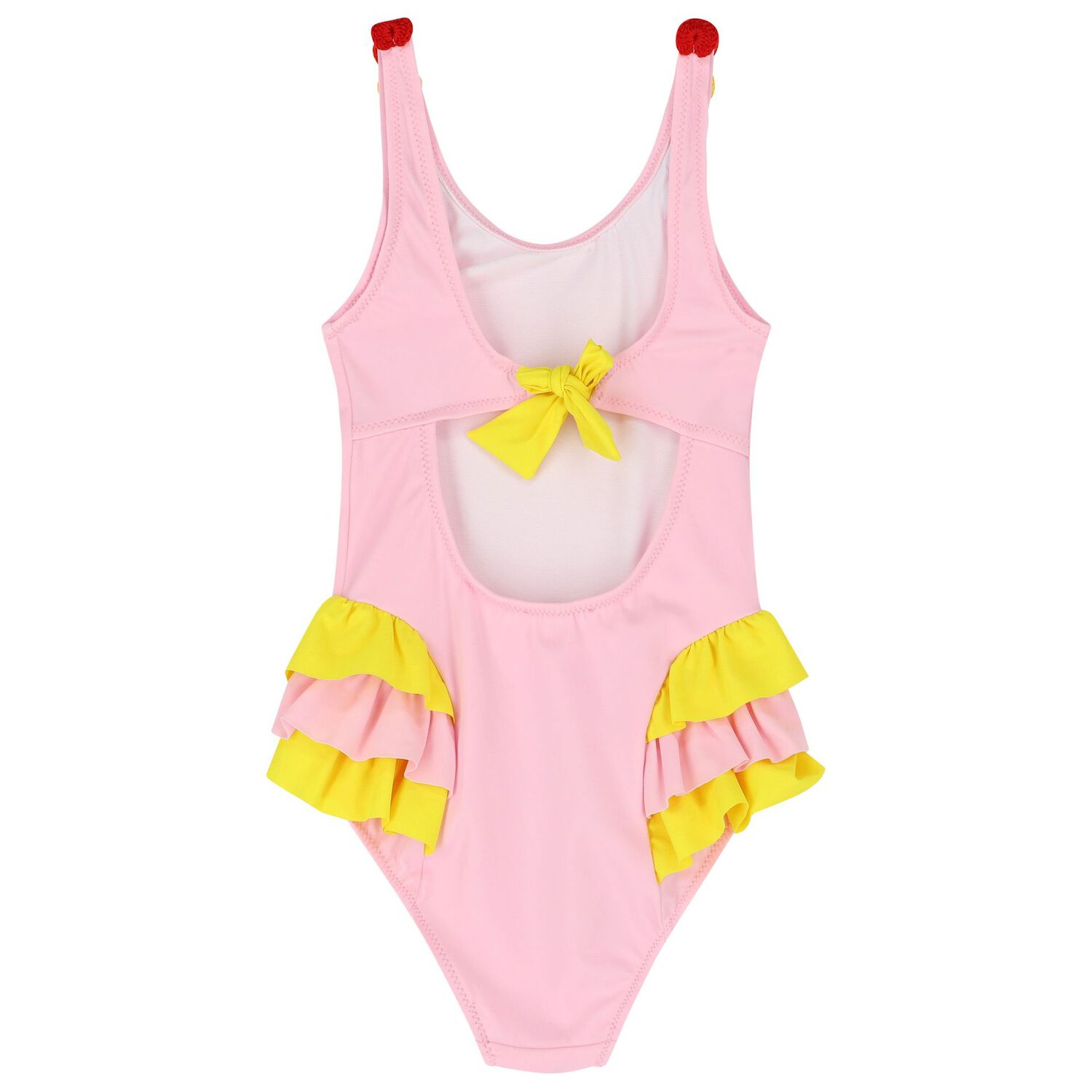 Girls Pink Ruffled Swimsuit, 1, hi-res image number null
