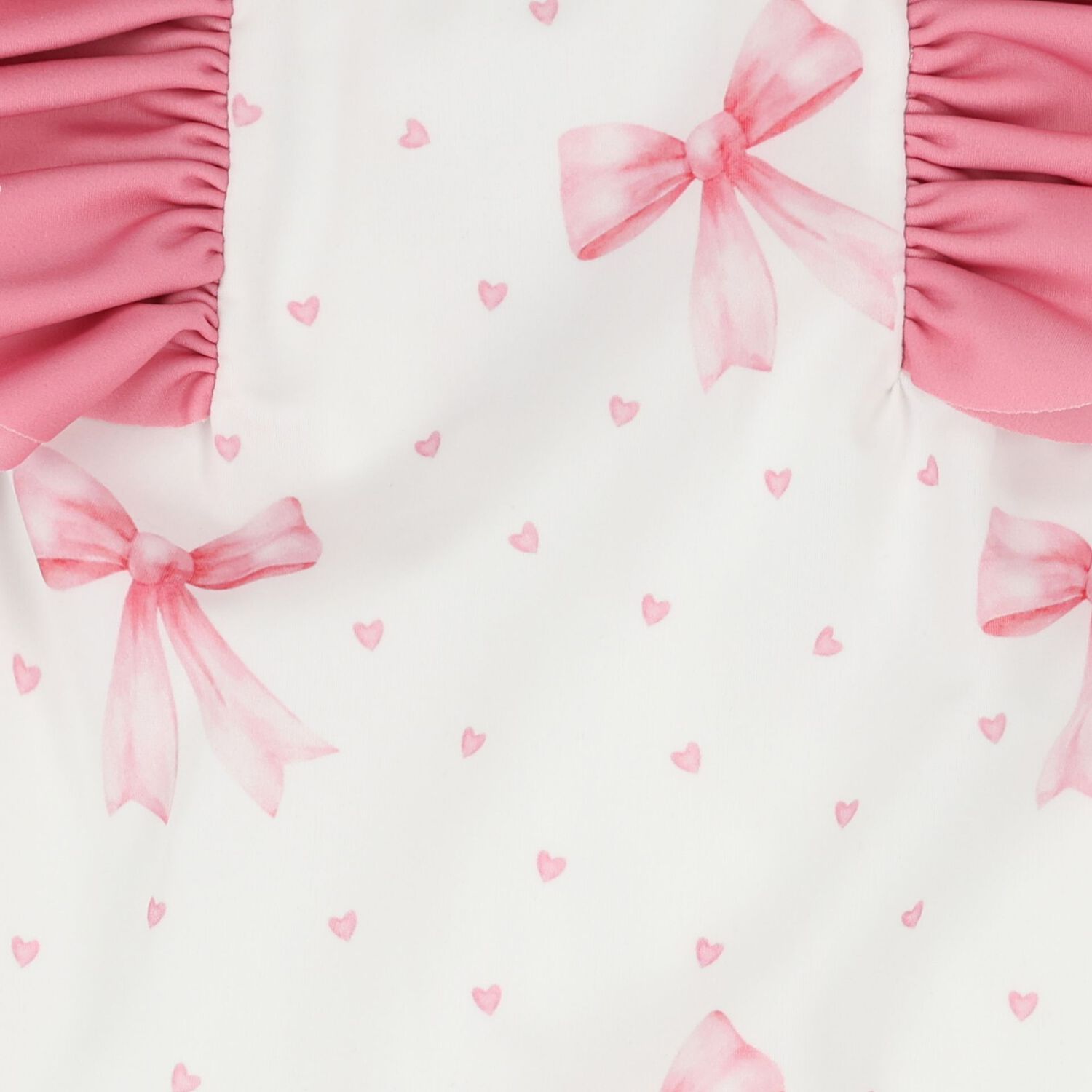 Girls White & Pink Bow Swimsuit, 1, hi-res