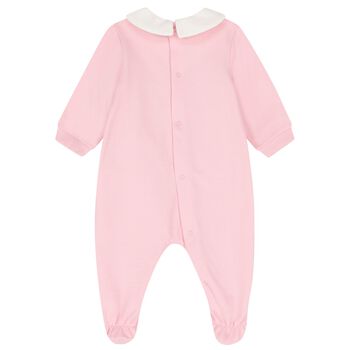 Baby Girls Pink Teddy Bear Logo Babygrow