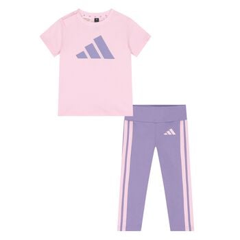 Younger Girls Pink & Purple Logo Leggings Set