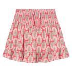 Girls Pink Tropical Leaf Ruffled Skirt, 1, hi-res