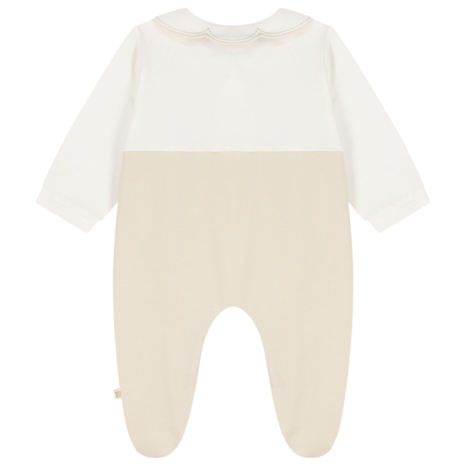 Baby Girls Ivory & Beige Logo Babygrow, 1, hi-res