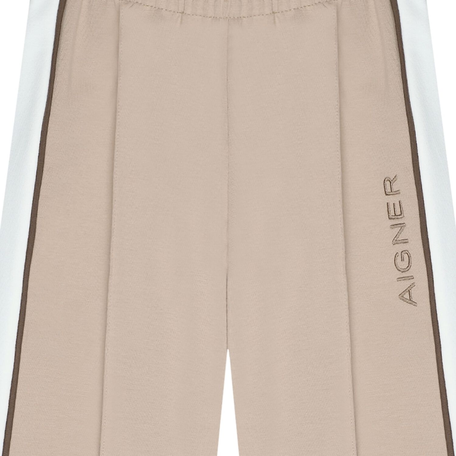 Girls Beige & Ivory Logo Trousers, 1, hi-res