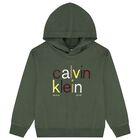 Boys Green Logo Hooded Top, 2, hi-res