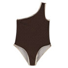 Girls Brown Logo Swimsuit, 1, hi-res