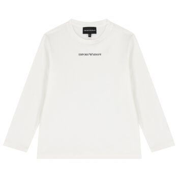 Boys Ivory Logo Long Sleeve Top