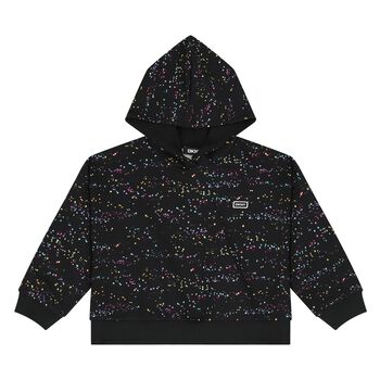Girls Black Starlight Logo Hooded Top