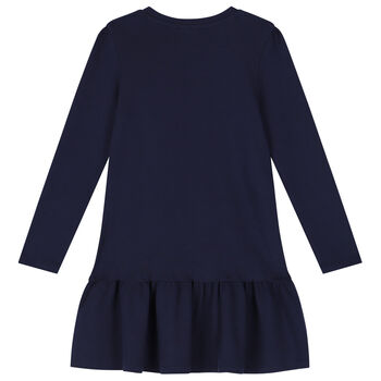 Girls Navy Blue Logo Bag Dress