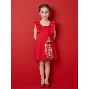 Girls Red Ruffled Dress
