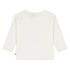 Younger Girls Ivory & Gold Teddy Bear Logo Long Sleeve Top , 1, hi-res