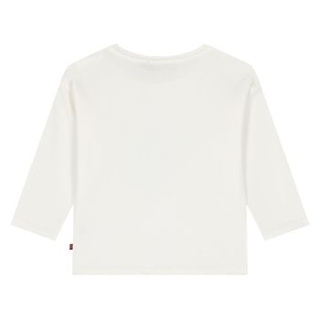Younger Girls Ivory & Gold Teddy Bear Logo Long Sleeve Top 