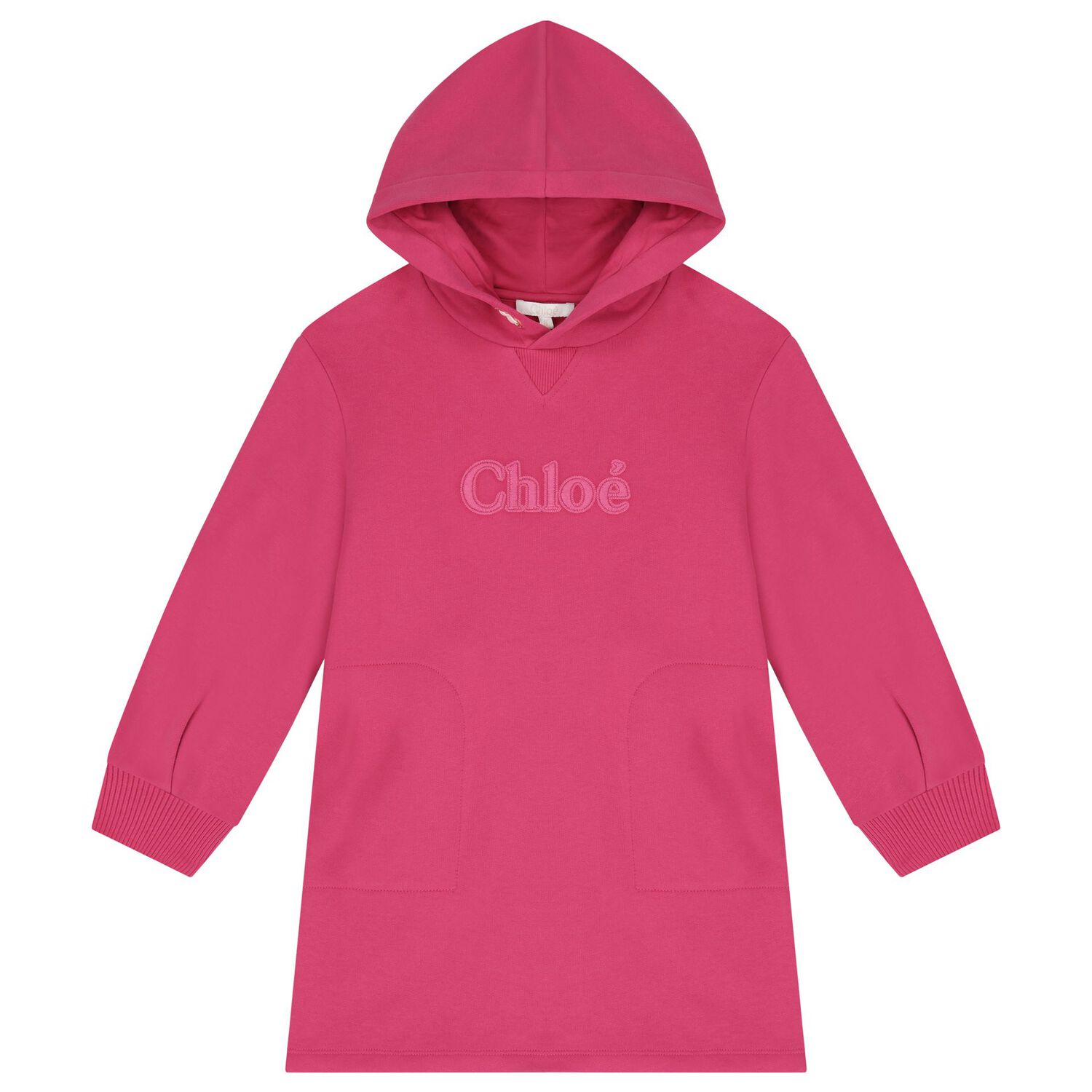 Girls Pink Logo Hooded Dress, 1, hi-res image number null