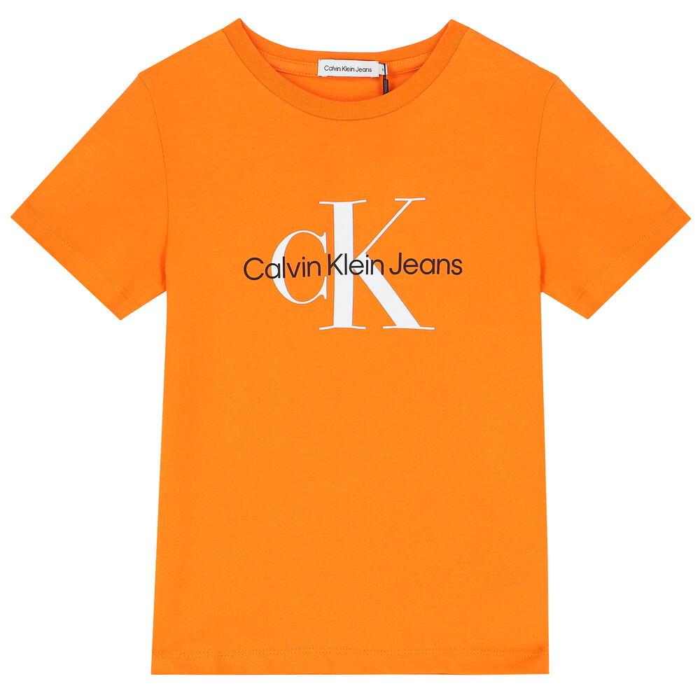 De Kamer Vervuild bedrag Calvin Klein Orange Logo T-Shirt | Junior Couture
