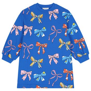 Girls Blue Bow Dress