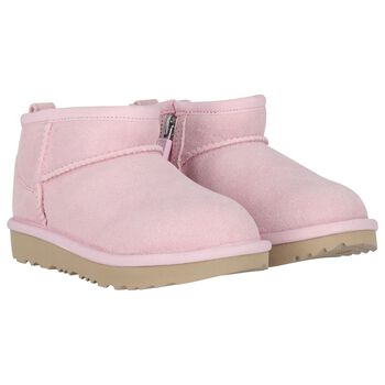 Girls Pink Classic Ultra Mini Suede Boots