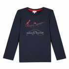 Boys Navy Long Sleeved Top, 1, hi-res
