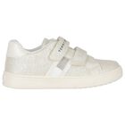 Girls Ivory Faux Leather Trainers, 1, hi-res