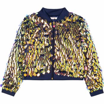 Girls Iridescent Embellished Sequin Jacket
