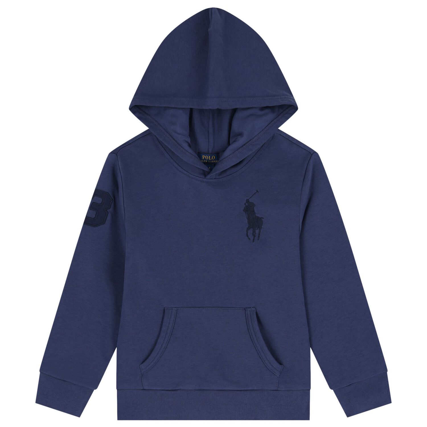 Boys Navy Blue Logo Hooded Top, 1, hi-res