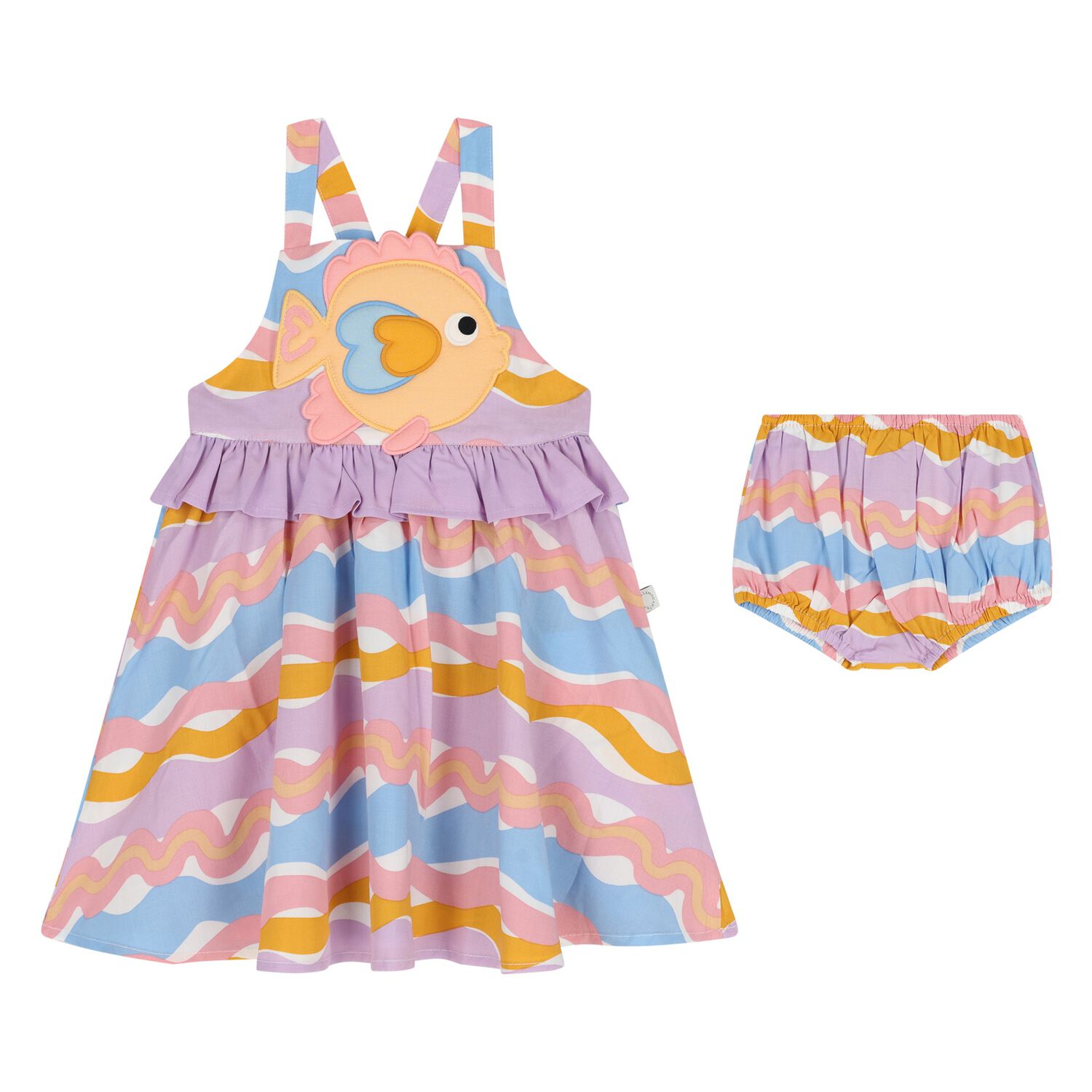 Younger Girls Purple & Orange Fish Dress Set, 1, hi-res