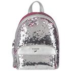 Younger Girls Silver & Pink Logo Sequin Backpack, 2, hi-res