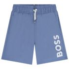 Boys Blue Logo Swim Shorts, 1, hi-res