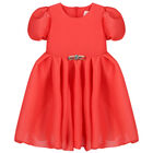 Girls Coral Organza Dress, 1, hi-res