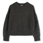 Girls Grey Embellished Knitted Jumper, 1, hi-res