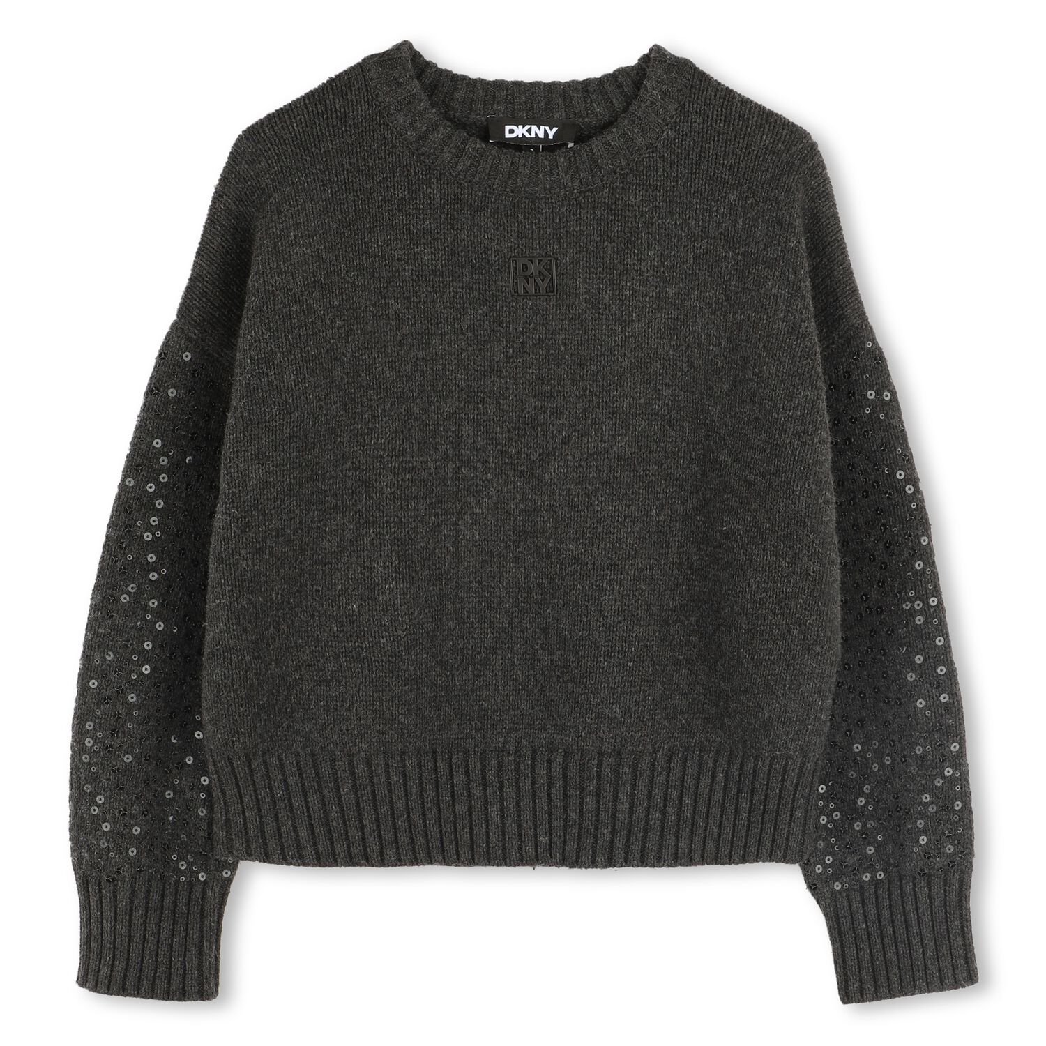 Girls Grey Embellished Knitted Jumper, 1, hi-res image number null