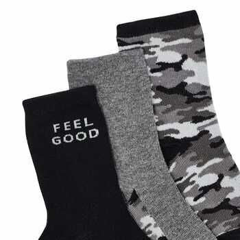 Boys Black & Grey Socks (3 Pack)