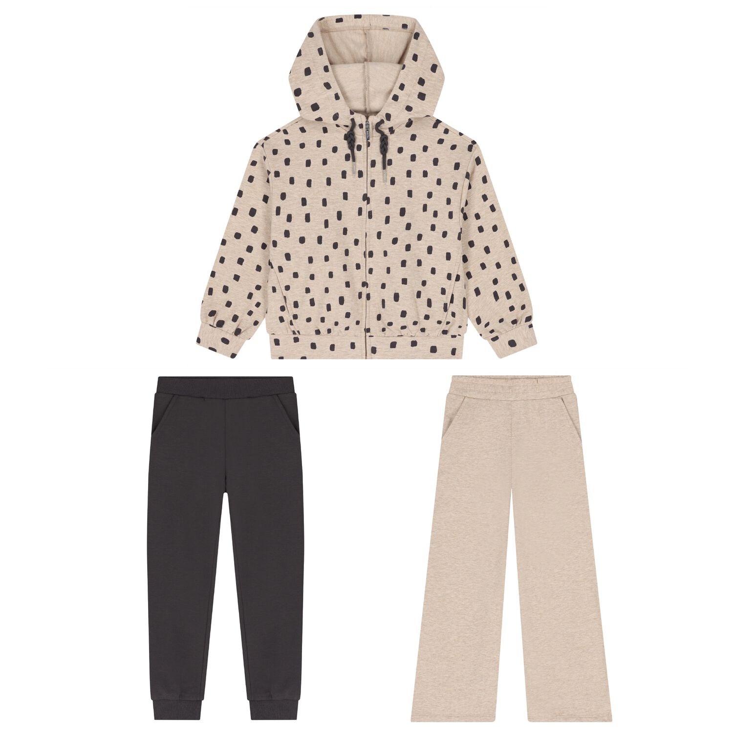 Girls Beige & Grey Spot Tracksuit ( 3 Piece ), 2, hi-res