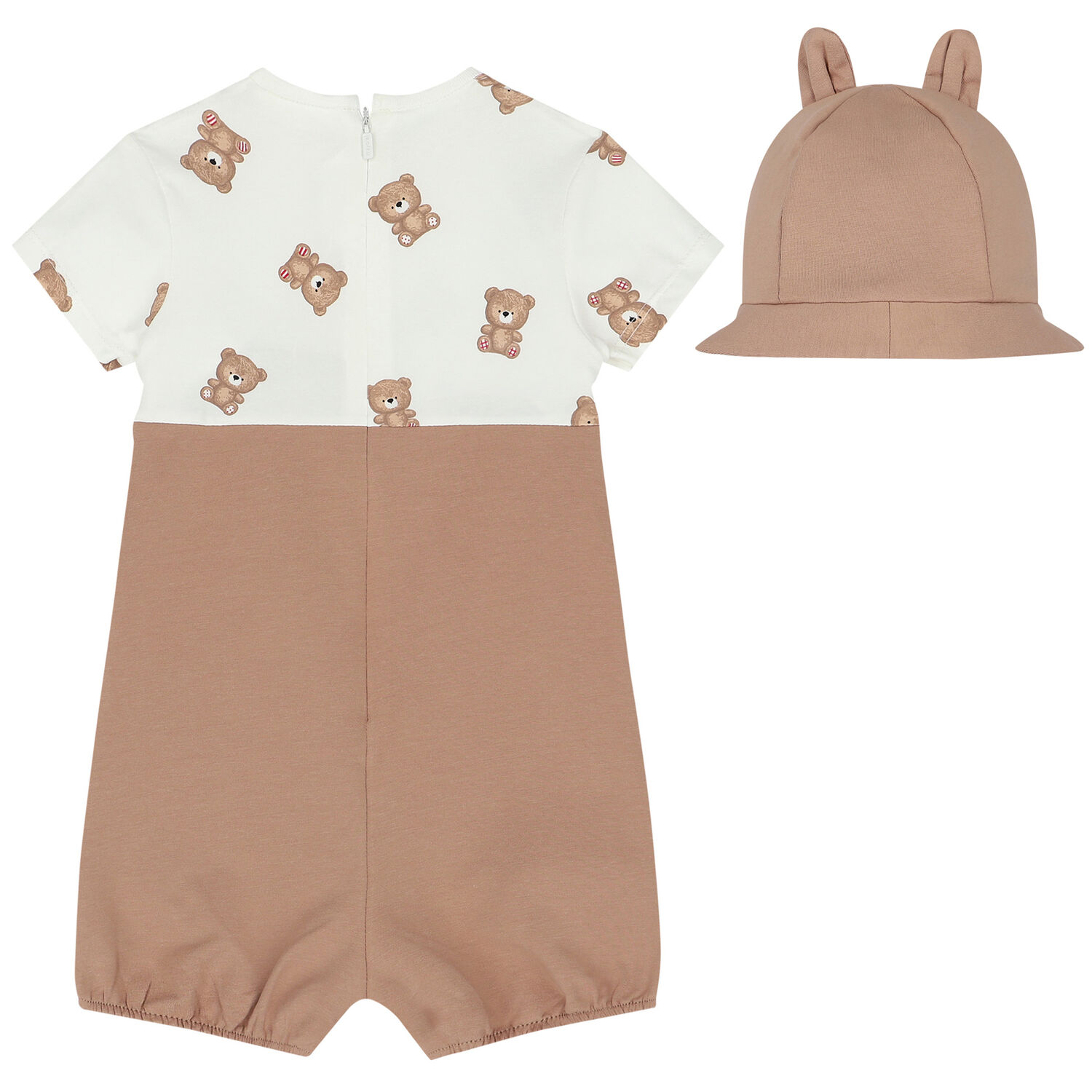 Baby Boys Teddy Bear Romper & Hat Set, 1, hi-res image number null