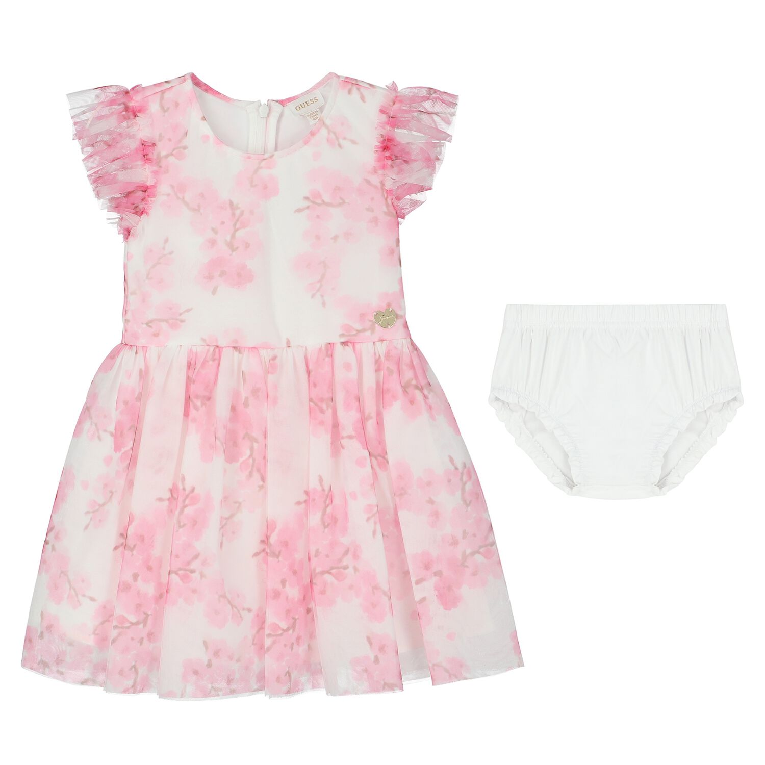 Guess Baby Girls White Pink Floral Dress Set Junior Couture