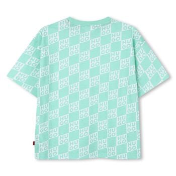 قميص للأولاد بشعار كاروهات باللونين الأزرق الفاتح والأبيض