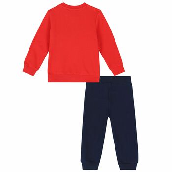 Younger Boys Red & Navy Logo Tracksuit