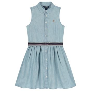 Girls Blue Logo Sleeveless Dress